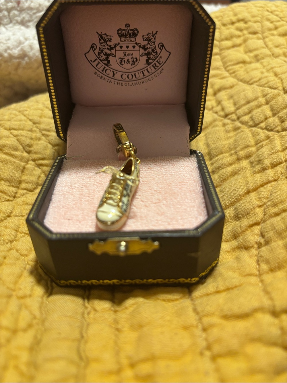 Juicy Couture vintage Gold and White Sneaker Charm Keyring